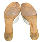 Chanel Sandals Leather Wood Heels White — view 6