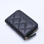 Chanel Classic Zip Coin Purse Quilted Caviar Leather Stand Black Wallet Card — view 5