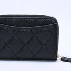Chanel Classic Zip Coin Purse Quilted Caviar Leather Stand Black Wallet Card — view 3