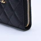 Chanel Classic Zip Coin Purse Quilted Caviar Leather Stand Black Wallet Card — view 7