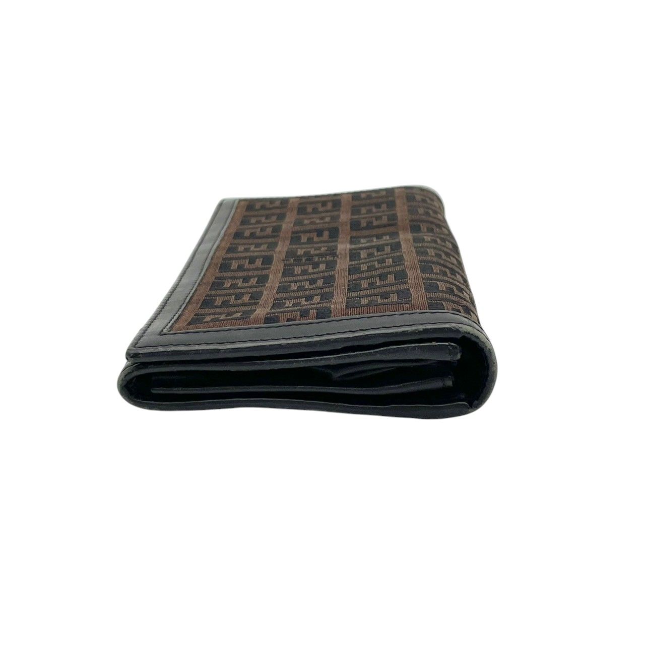 Fendi Wallet Zucca Pattern Bifold Brown Black Canvas Leather FF Logo Vintage — view 5