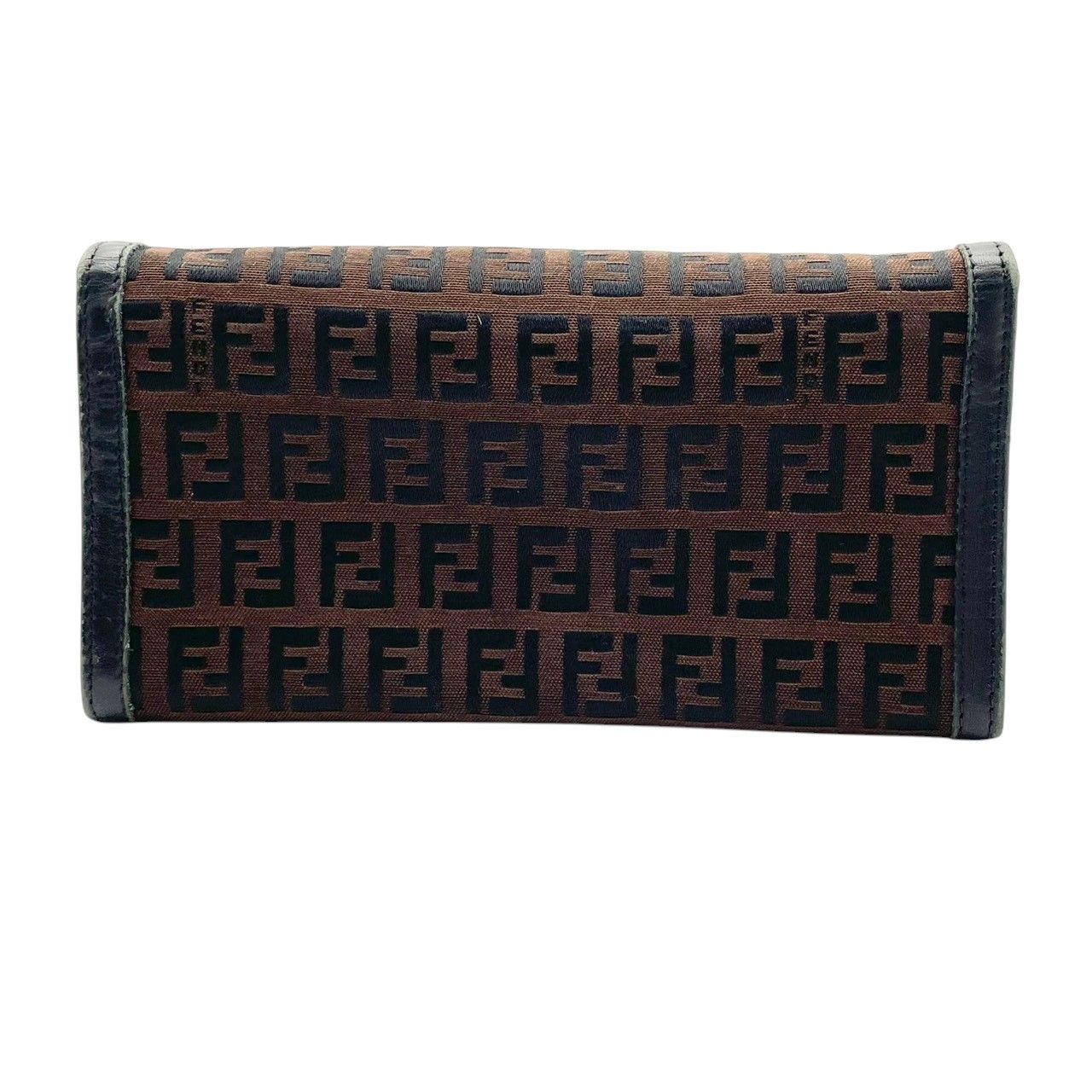 Fendi Wallet Zucca Pattern Bifold Brown Black Canvas Leather FF Logo Vintage — view 3