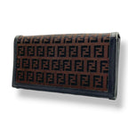 Fendi Wallet Zucca Pattern Bifold Brown Black Canvas Leather FF Logo Vintage