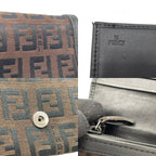 Fendi Wallet Zucca Pattern Bifold Brown Black Canvas Leather FF Logo Vintage — view 9