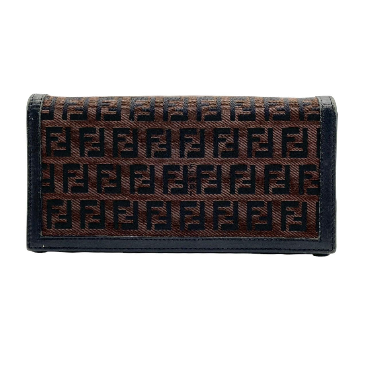 Fendi Wallet Zucca Pattern Bifold Brown Black Canvas Leather FF Logo Vintage — view 2