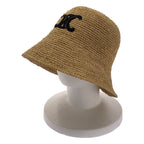 Celine Raffia Triomphe Bucket Hat L Beige