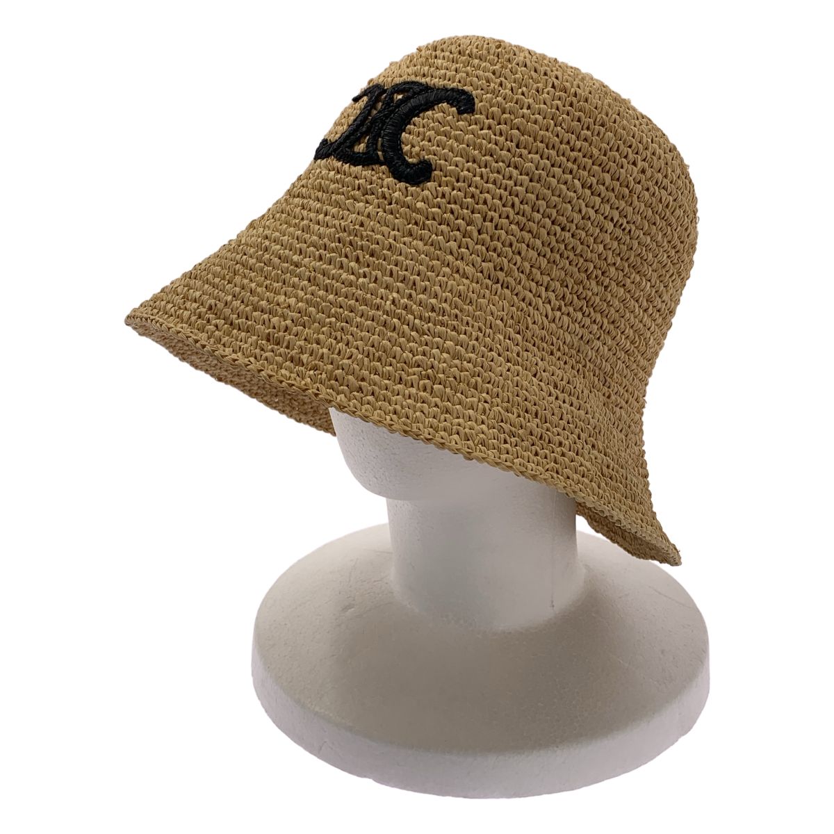 Celine Raffia Triomphe Bucket Hat L Beige