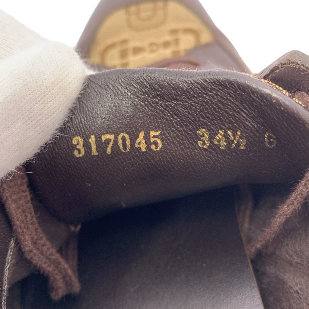 Gucci Leather Trim Logo Sneakers 34.5 Brown — view 6