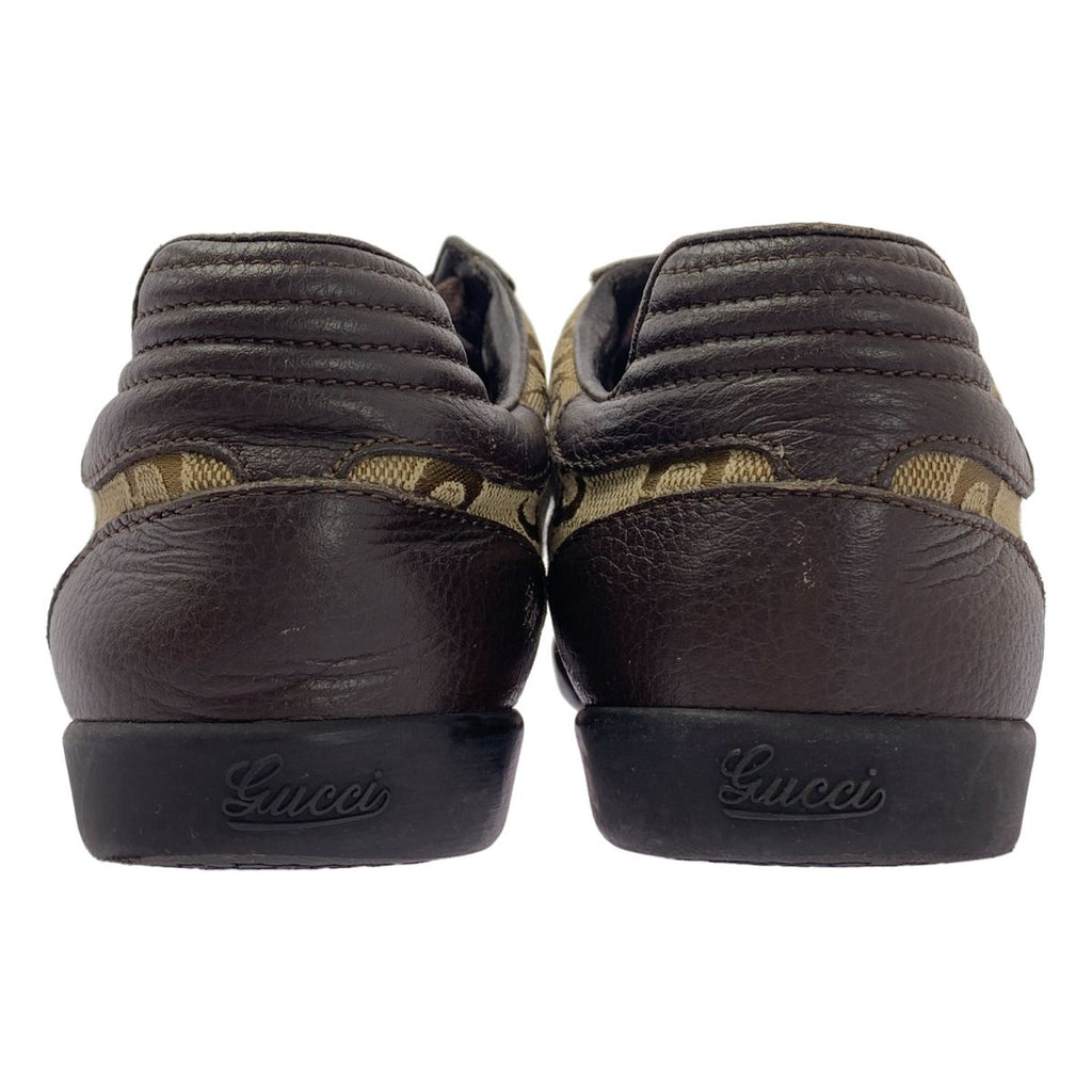 Gucci Leather Trim Logo Sneakers 34.5 Brown — view 3