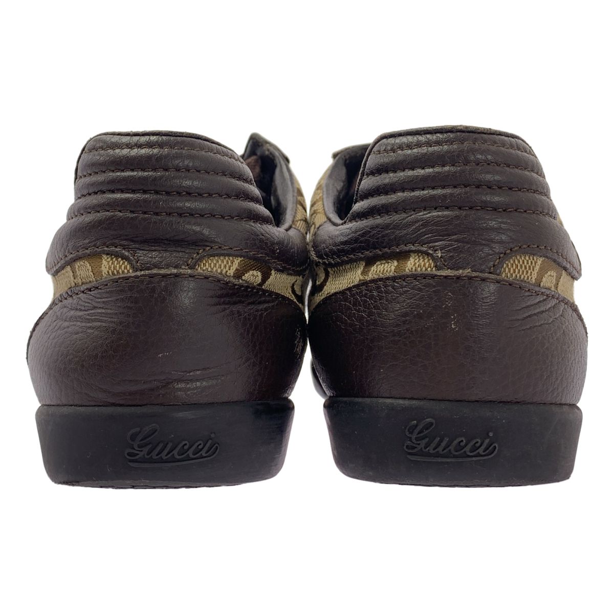 Gucci Leather Trim Logo Sneakers 34.5 Brown — view 3