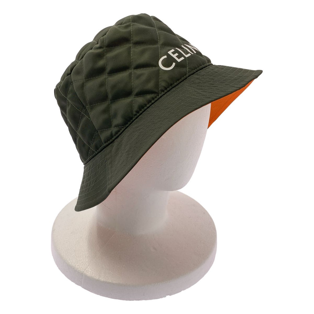 Celine Quilted Logo Bucket Hat M Olive — view 3