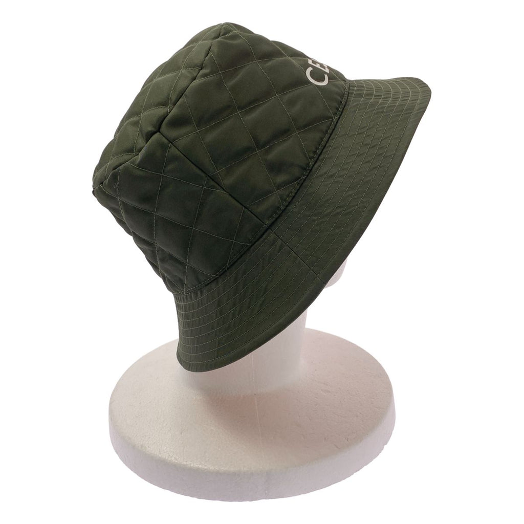 Celine Quilted Logo Bucket Hat M Olive — view 4