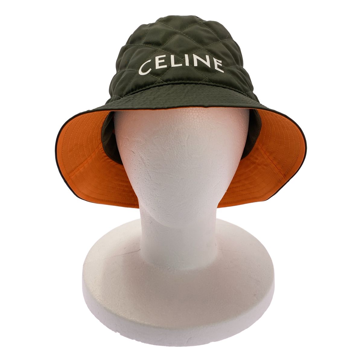 Celine Quilted Logo Bucket Hat M Olive — view 2