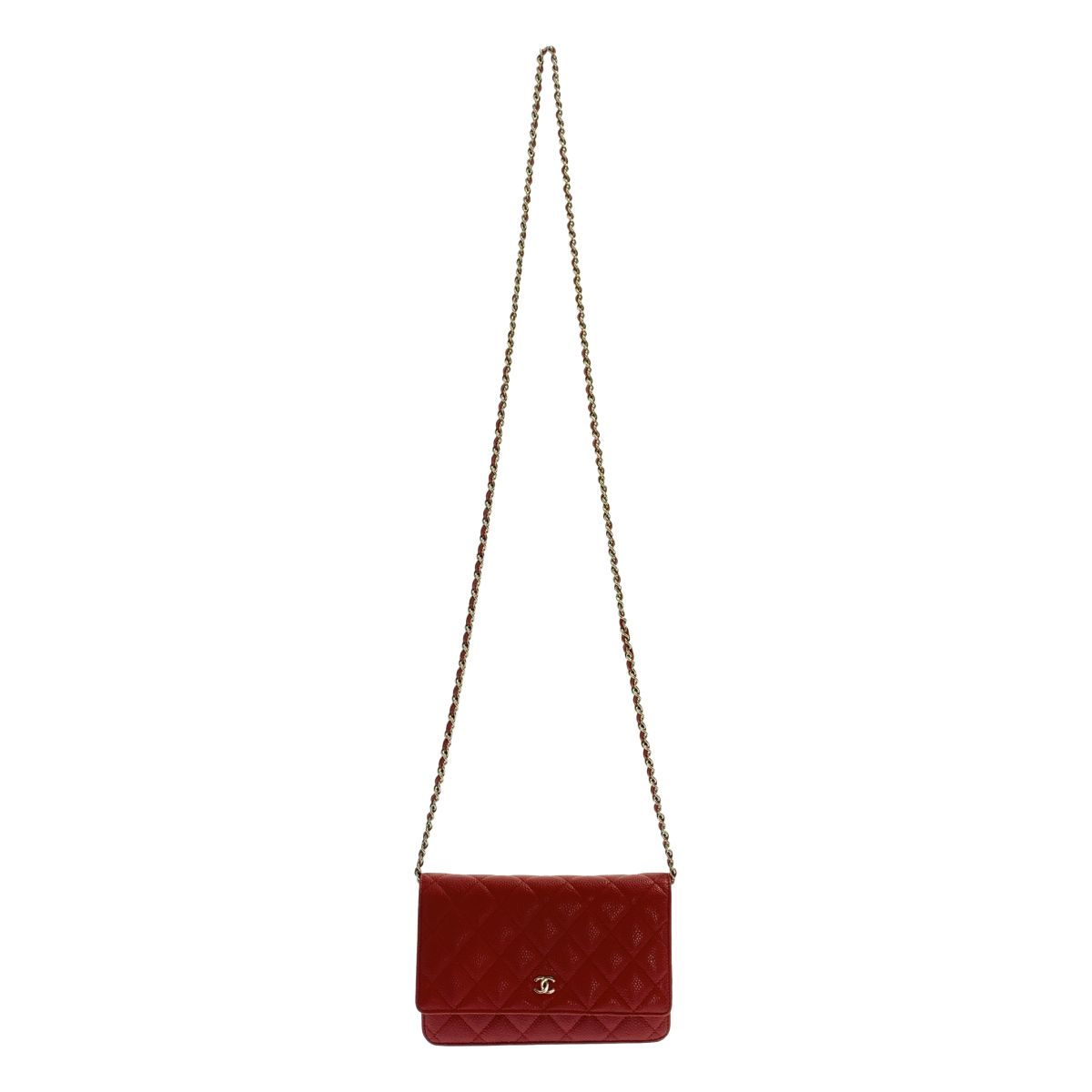Chanel Caviar Leather Quilted Chain Wallet Shoulder Bag Bordeaux