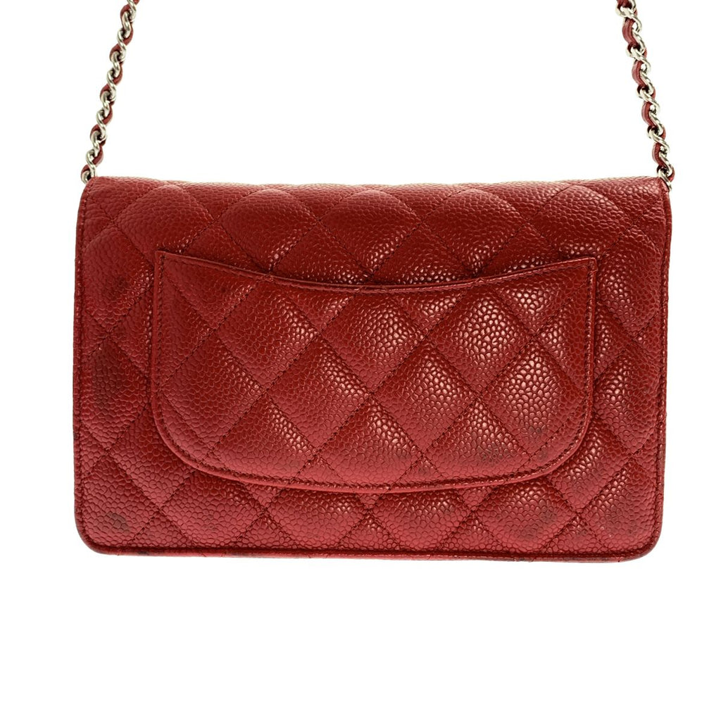 Chanel Caviar Leather Quilted Chain Wallet Shoulder Bag Bordeaux — view 4