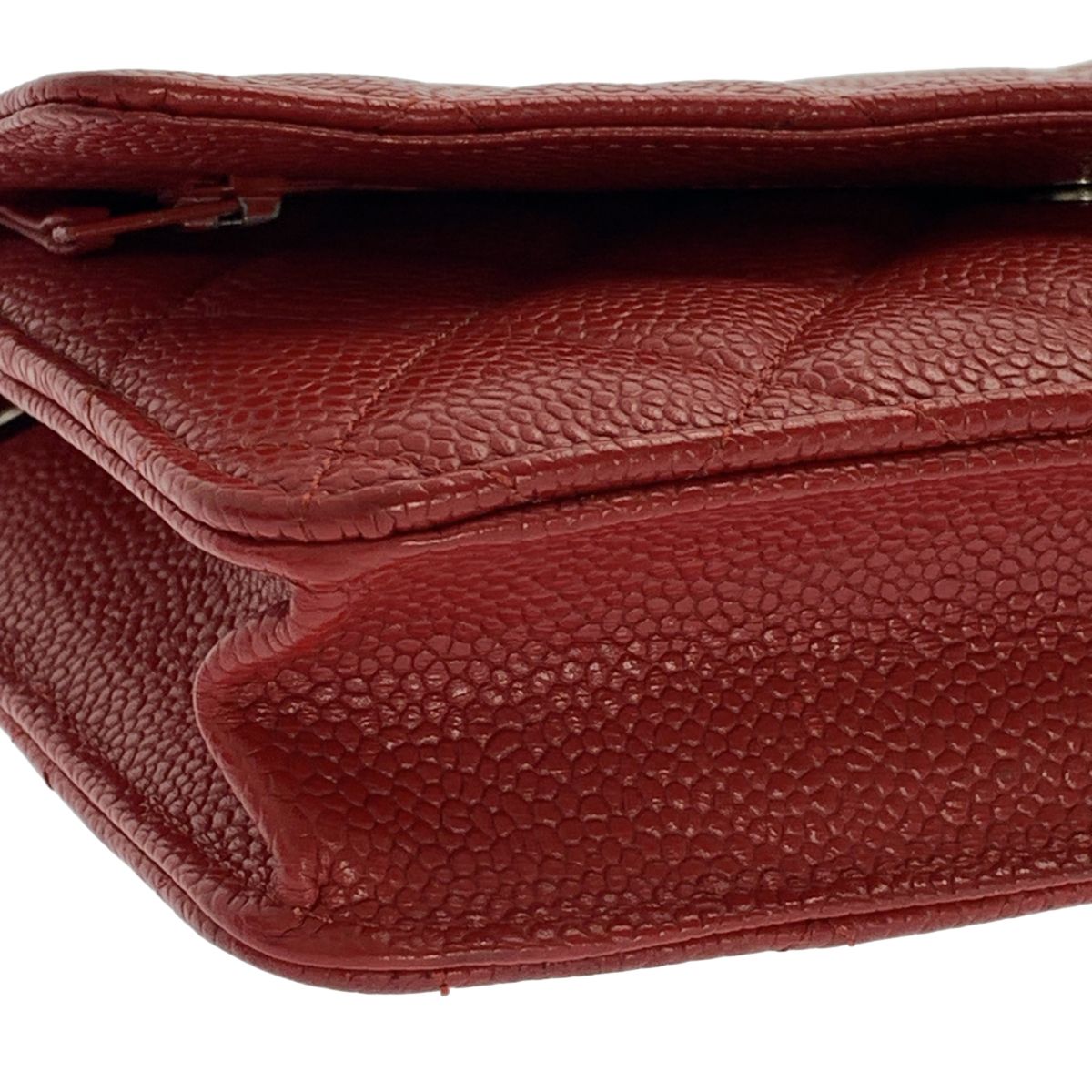 Chanel Caviar Leather Quilted Chain Wallet Shoulder Bag Bordeaux — view 8