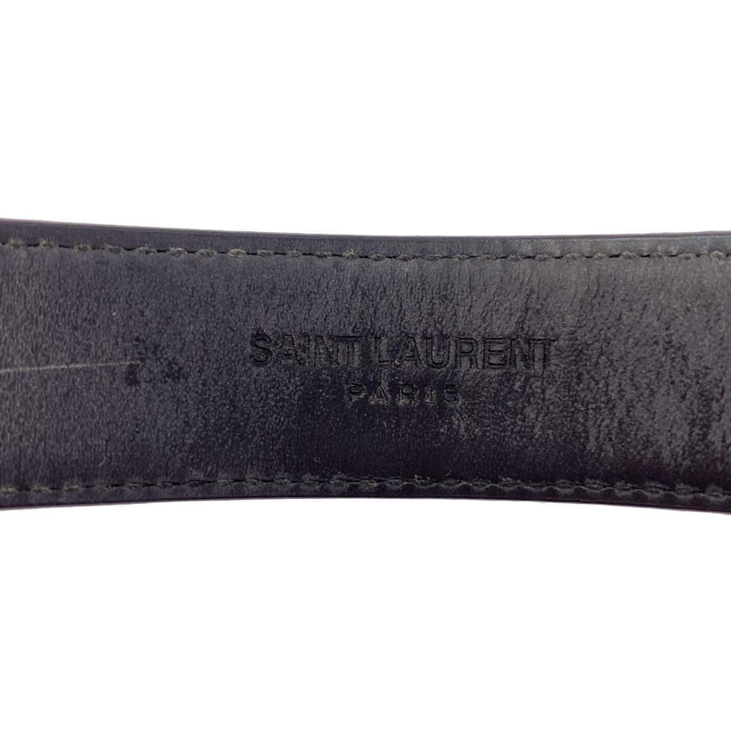 Saint Laurent Paris by Hedi Slimane Ribbon Studded Leather Bracelet Black Silver — view 6