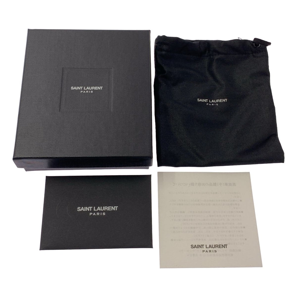 Saint Laurent Paris by Hedi Slimane Ribbon Studded Leather Bracelet Black Silver — view 7