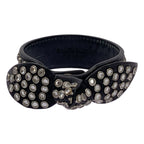 Saint Laurent Paris by Hedi Slimane Ribbon Studded Leather Bracelet Black Silver