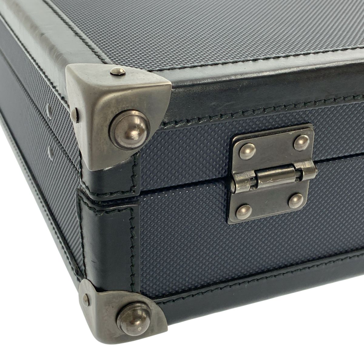 Bottega Veneta Leather Attache Case Navy Black Handbag — view 6