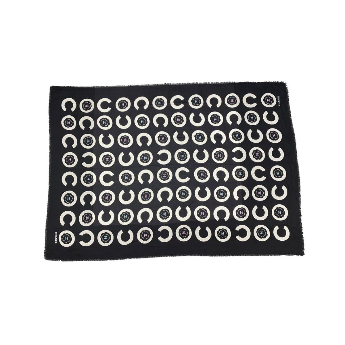 Chanel Shawl Scarf CC Logo Cashmere Black
