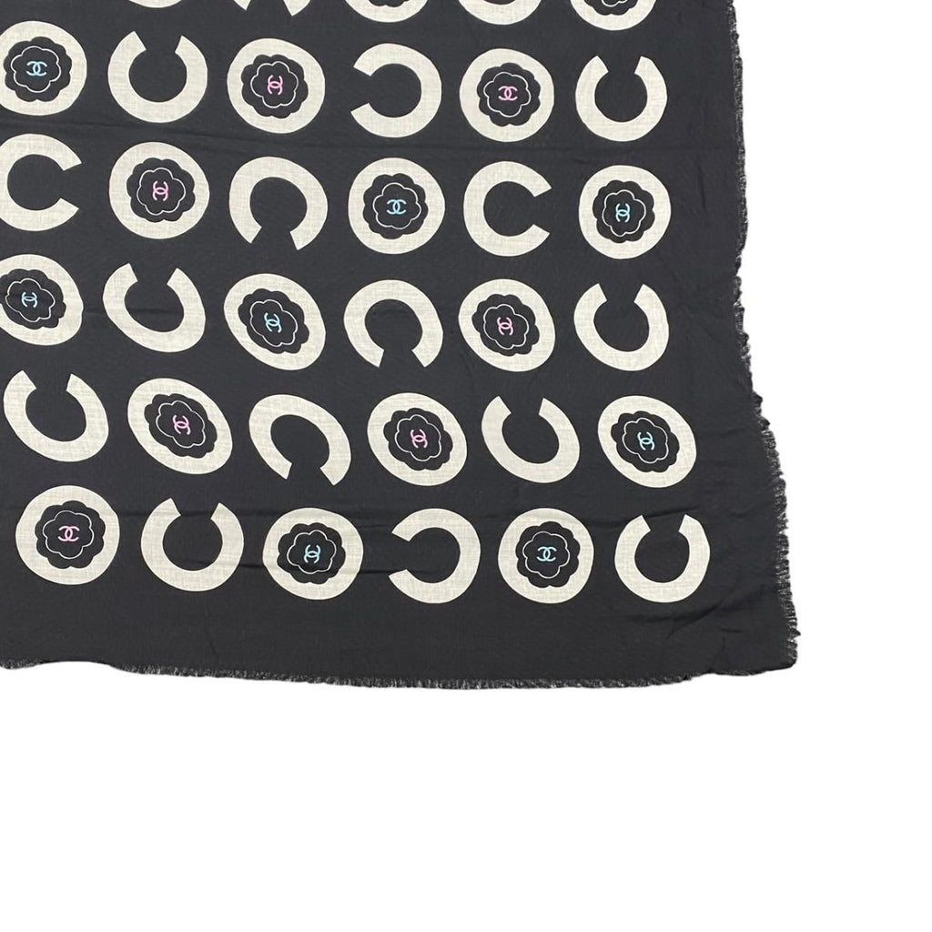 Chanel Shawl Scarf CC Logo Cashmere Black — view 6