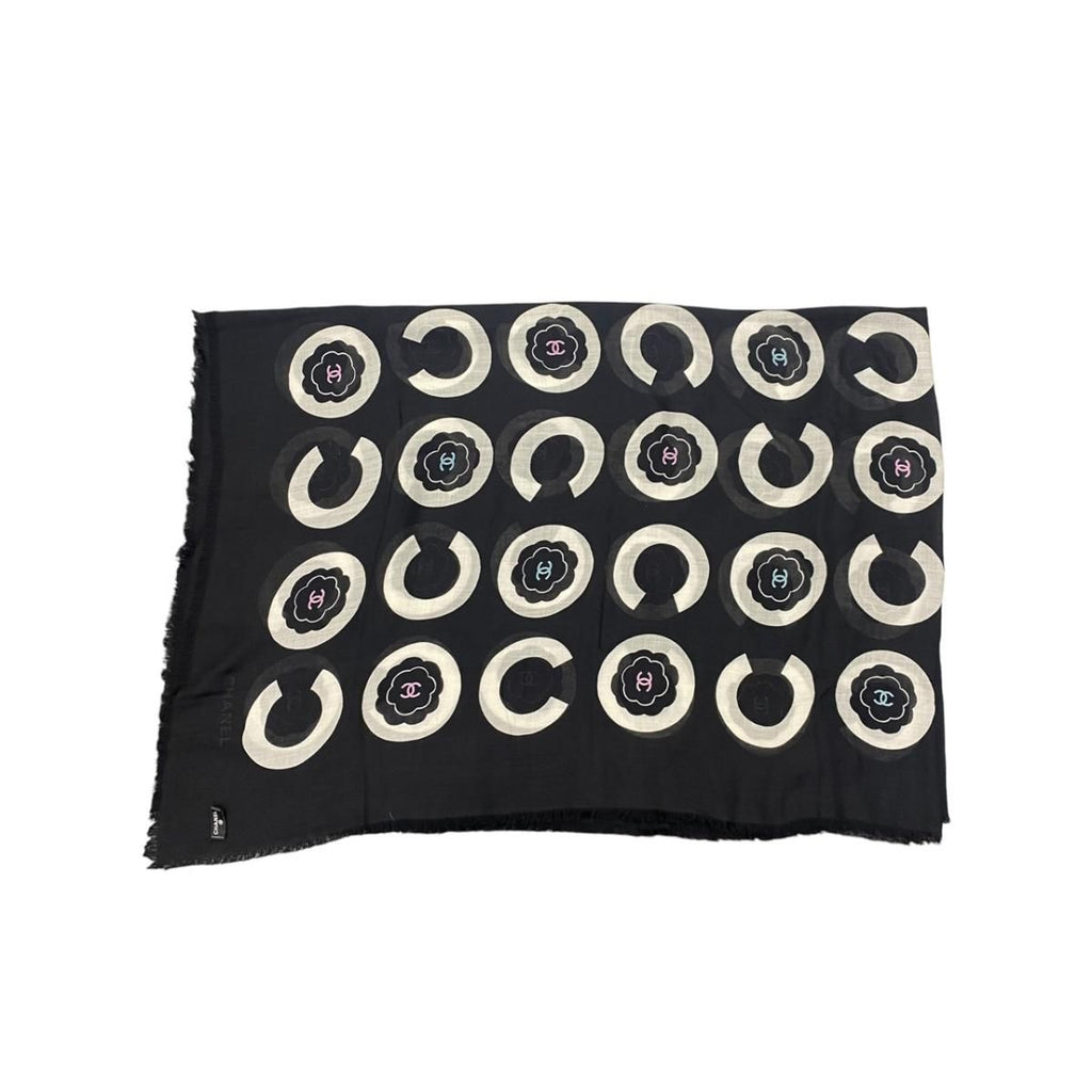 Chanel Shawl Scarf CC Logo Cashmere Black — view 7