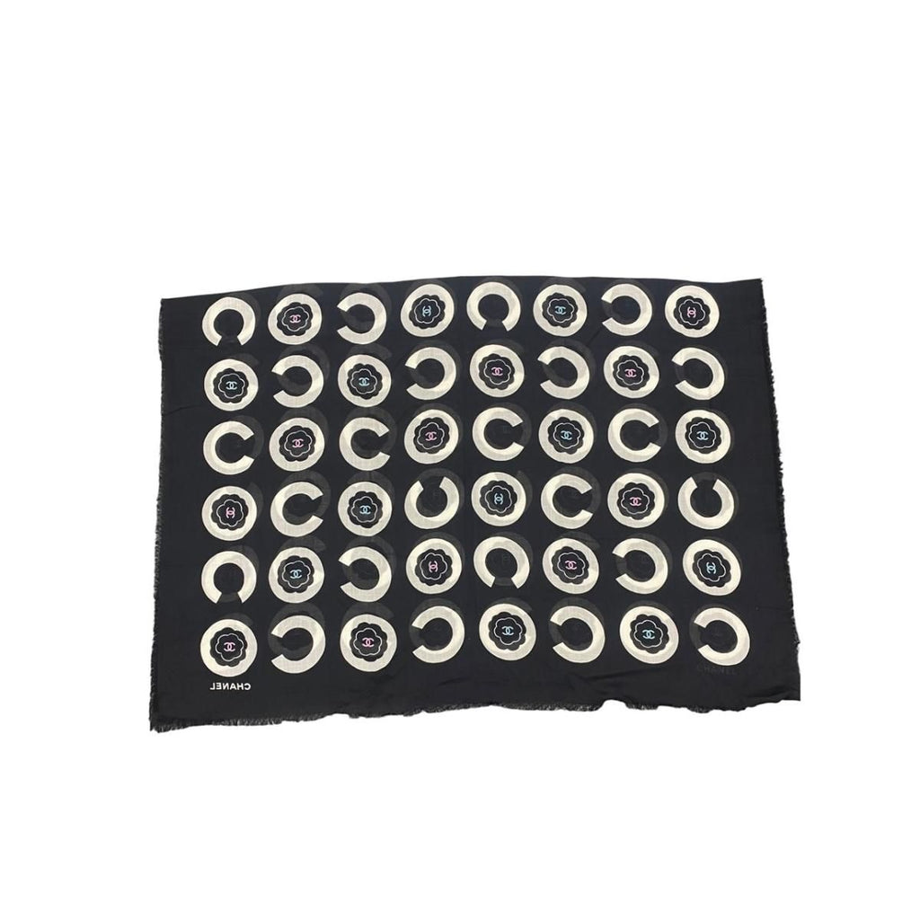 Chanel Shawl Scarf CC Logo Cashmere Black — view 2