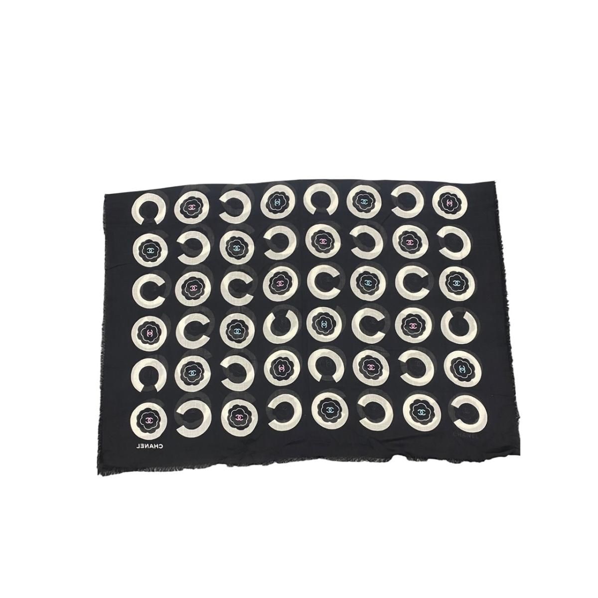 Chanel Shawl Scarf CC Logo Cashmere Black — view 2