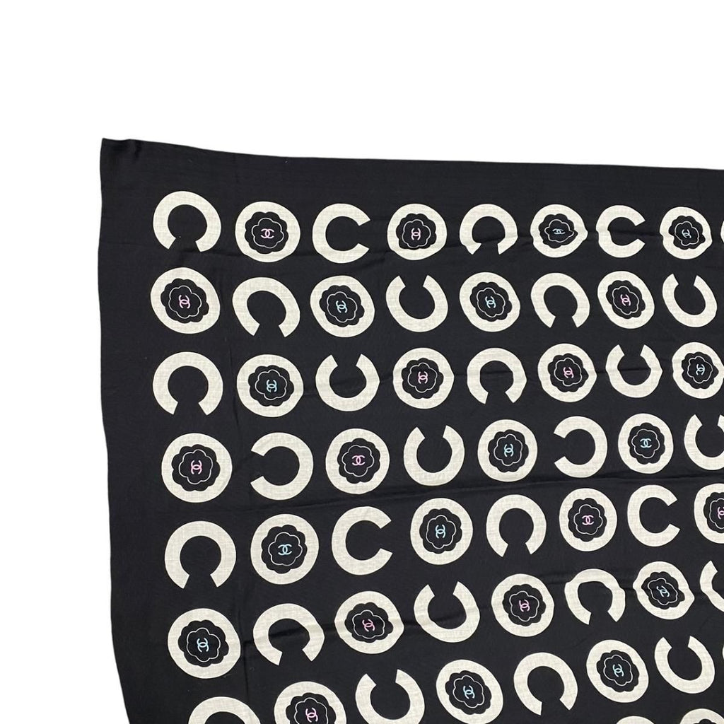 Chanel Shawl Scarf CC Logo Cashmere Black — view 3
