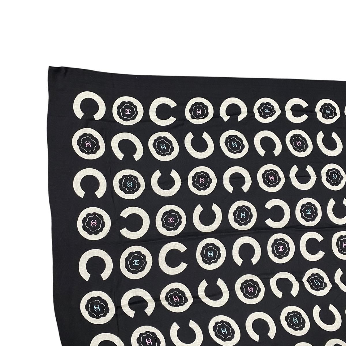 Chanel Shawl Scarf CC Logo Cashmere Black — view 3