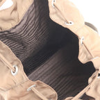 Prada Tessuto Nylon Triangle Logo Leather Backpack Brown — view 7