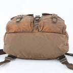 Prada Tessuto Nylon Triangle Logo Leather Backpack Brown — view 6