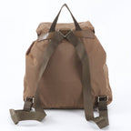 Prada Tessuto Nylon Triangle Logo Leather Backpack Brown — view 3
