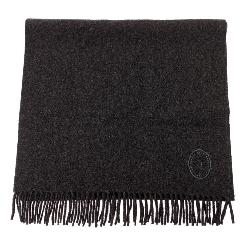 Dior Cashmere Logo Fringe Large Scarf Dark Brown — view 3