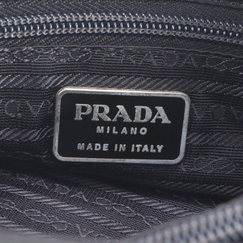 Prada Tessuto Nylon Triangle Logo Leather Tote Shoulder Hand — view 8
