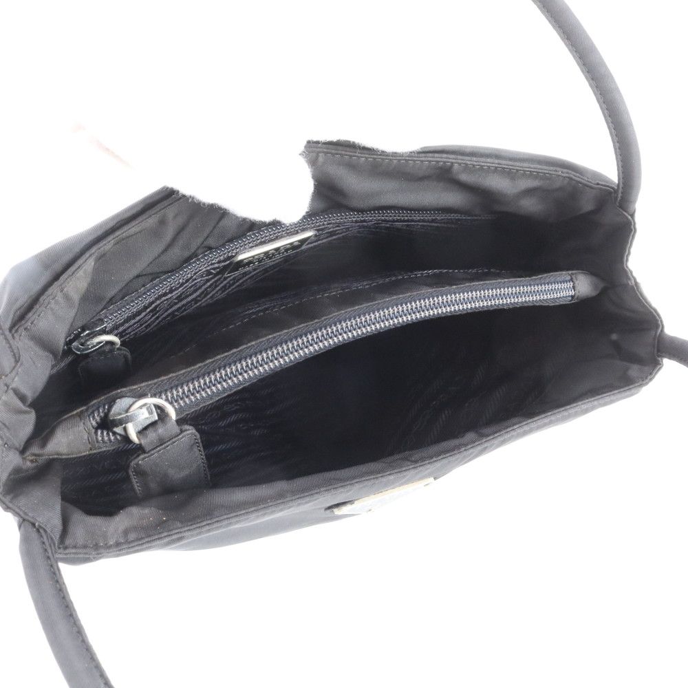 Prada Tessuto Nylon Triangle Logo Leather Tote Shoulder Hand — view 7