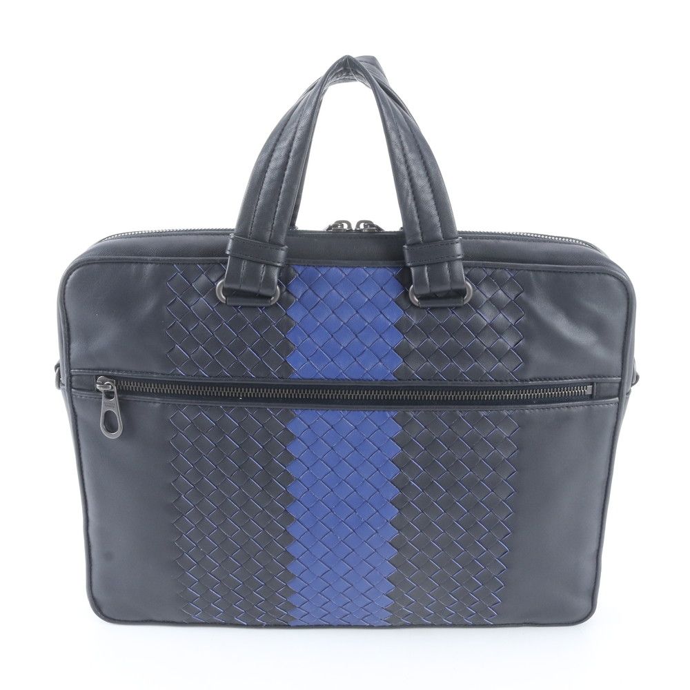 Bottega Veneta Intrecciato Leather Business Briefcase Black — view 3