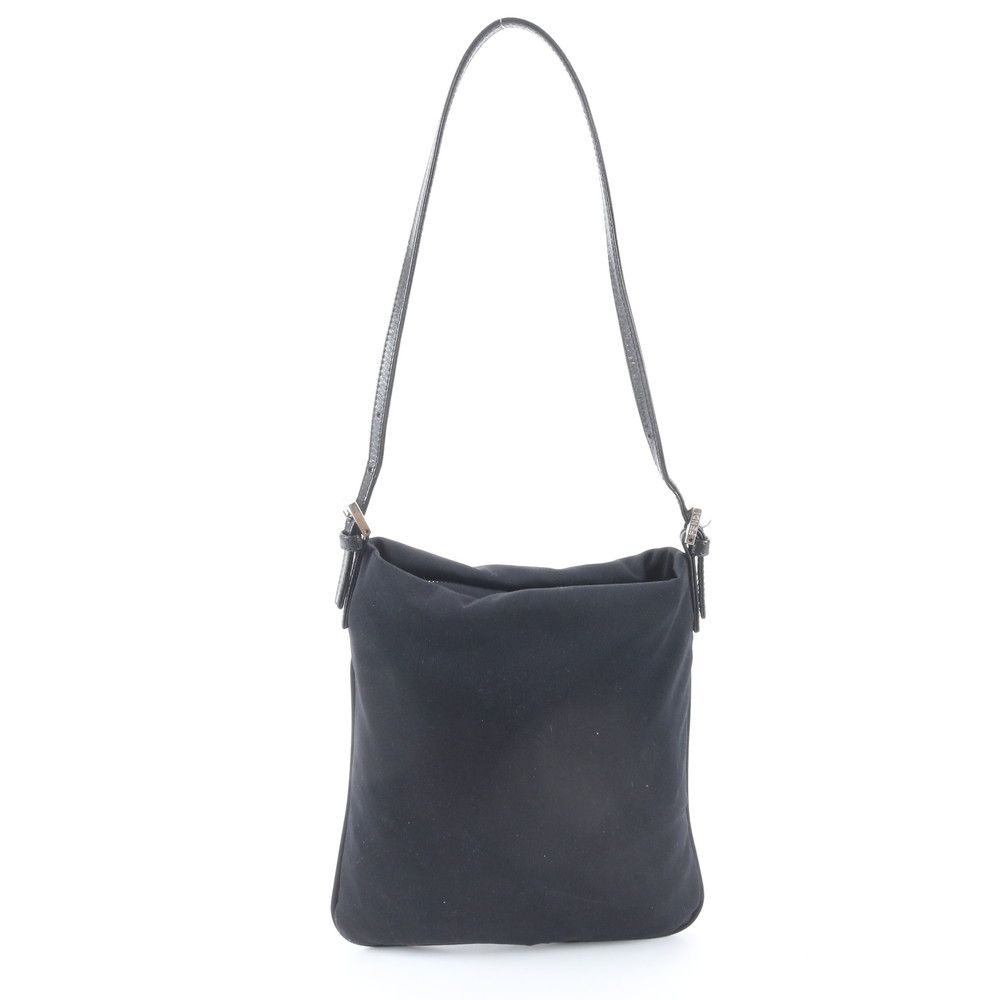 Fendi FF Logo Mamma Bucket Leather Shoulder Bag Hand Black — view 3