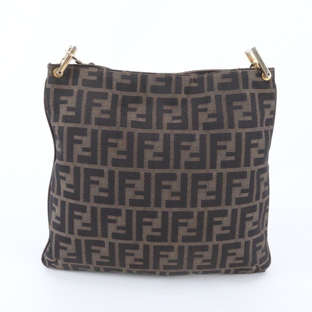 Fendi Zucca Leather Nylon Shoulder Bag Crossbody Messenger Business Tote — view 3