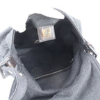 Fendi Mamma Bucket FF Leather Canvas Shoulder Bag Hand Gray — view 7