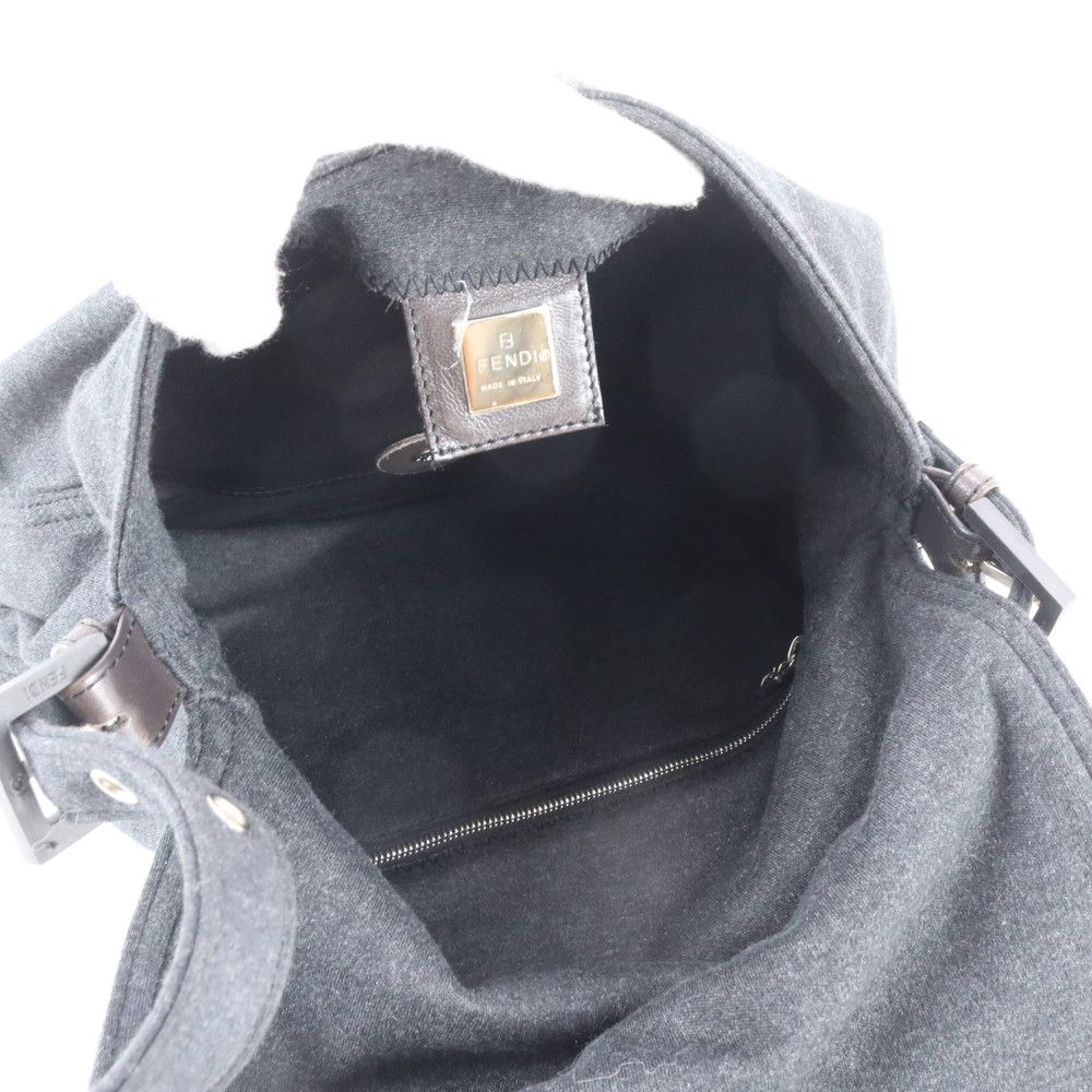 Fendi Mamma Bucket FF Leather Canvas Shoulder Bag Hand Gray — view 7