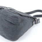 Fendi Mamma Bucket FF Leather Canvas Shoulder Bag Hand Gray — view 4