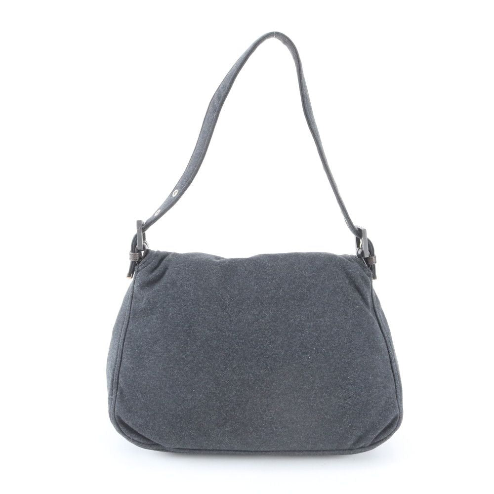 Fendi Mamma Bucket FF Leather Canvas Shoulder Bag Hand Gray — view 3