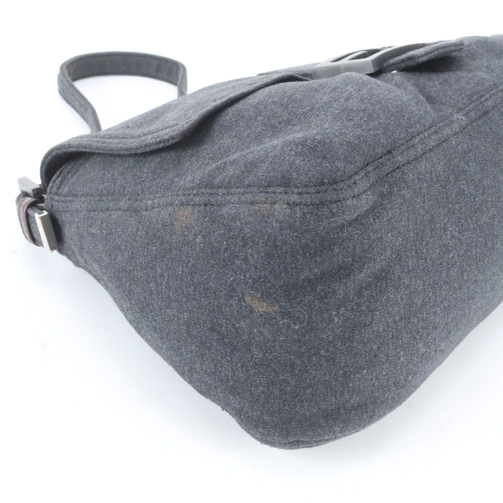 Fendi Mamma Bucket FF Leather Canvas Shoulder Bag Hand Gray — view 6