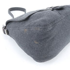 Fendi Mamma Bucket FF Leather Canvas Shoulder Bag Hand Gray — view 6