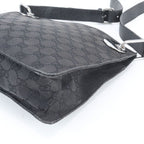 Gucci GG Canvas Leather Shoulder Bag Crossbody Hand Tote Black — view 4
