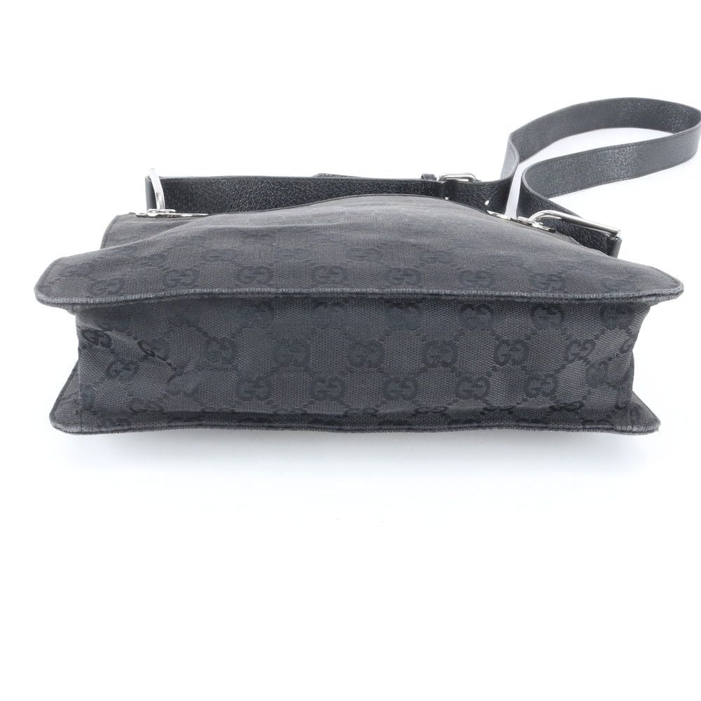 Gucci GG Canvas Leather Shoulder Bag Crossbody Hand Tote Black — view 5