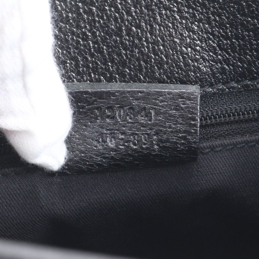 Gucci GG Canvas Leather Shoulder Bag Crossbody Hand Tote Black — view 9