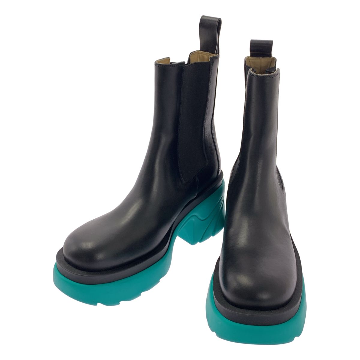 Bottega Veneta Flash Ankle Boots Side Gore 39 Black Green